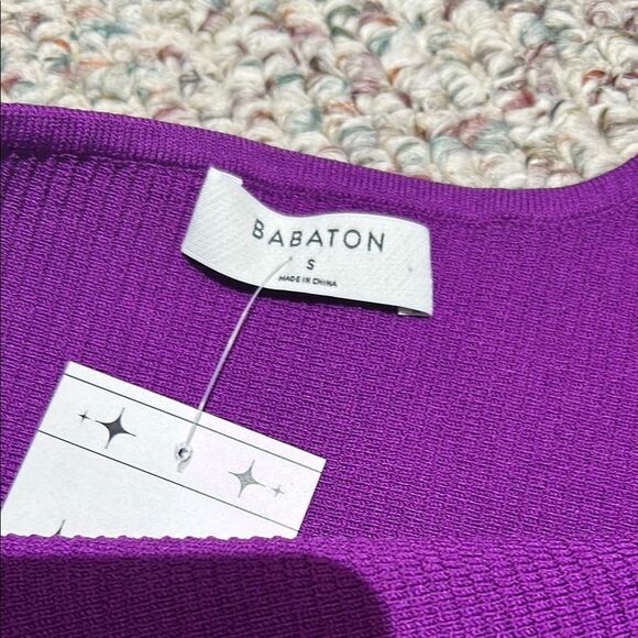 Babaton Purple One Shoulder Stretch Sculpt Knit Bodycon Mini Dress Size Small - Picture 2 of 10